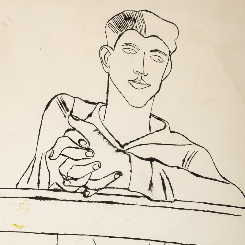 andy warhol early drawing draftsman sailor ink on paper fantastic example 1950s iconic american artist pop art seminal 