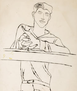 andy warhol early drawing draftsman sailor ink on paper fantastic example 1950s iconic american artist pop art seminal 