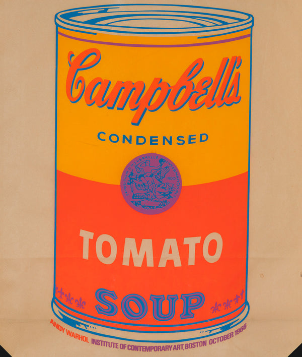 andy warhol soup can bag silkscreen 1966 ica boston institute of contemporary art boston 1966 andy warhol shopping bag campbells soup print multiple serigraph screenprint silkscreen iconic warhol print framed