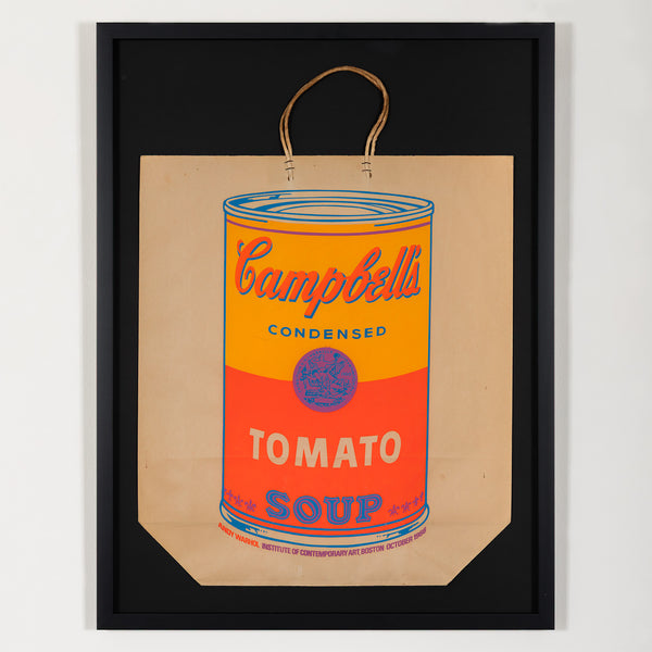 andy warhol soup can bag silkscreen 1966 ica boston institute of contemporary art boston 1966 andy warhol shopping bag campbells soup print multiple serigraph screenprint silkscreen iconic warhol print framed