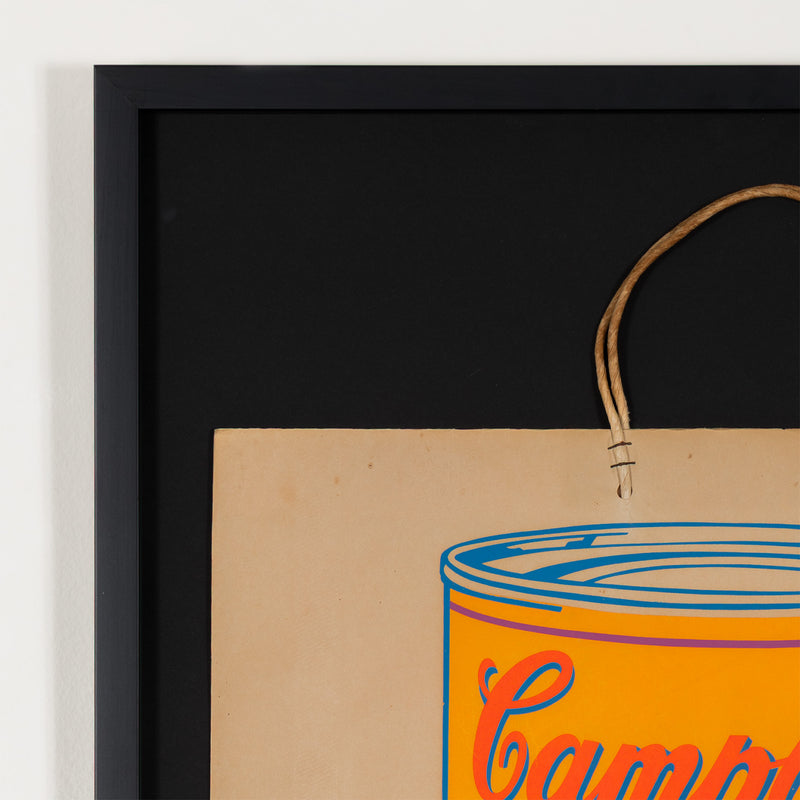 andy warhol soup can bag silkscreen 1966 ica boston institute of contemporary art boston 1966 andy warhol shopping bag campbells soup print multiple serigraph screenprint silkscreen iconic warhol print framed