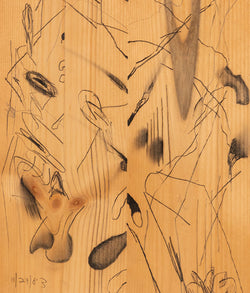CARROLL DUNHAM "UNTITLED" MIXED MEDIA ON WOOD, 1983