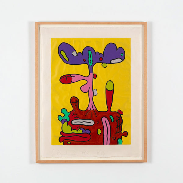 Caroll Dunham "Nine Color Reduction" Linoleum cut, 1993