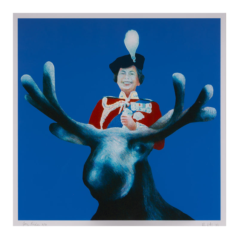 charles pachter joy ride moose queen print limited edition giclee canadian artwork canadian artist blue moose queen elizabeth II charlie pachter art collect pachter buy pachter sell pachter art iconic image
