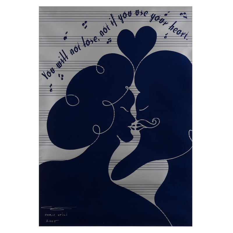 chris ofili you will not lose, not if you use your heart exhibition poster relief screenprint 2005 Hurricane KAtrina Relief Benefit limited edition open edition british artists YBA love collect ofili buy ofili sell ofili