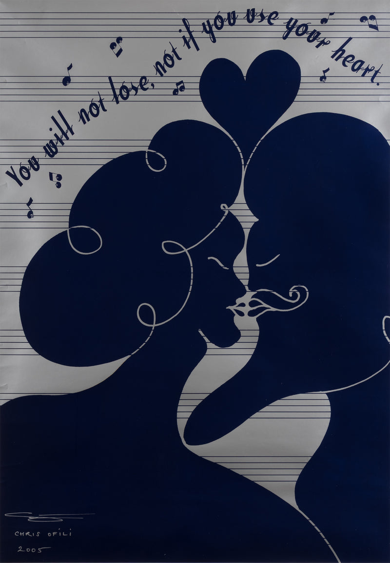 chris ofili you will not lose, not if you use your heart exhibition poster relief screenprint 2005 Hurricane KAtrina Relief Benefit limited edition open edition british artists YBA love collect ofili buy ofili sell ofili high-res highres high resolution