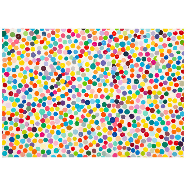 Damien Hirst "The Currency" painting, 2021. The painting is comprised of heavily condensed dots that overlap and sprawl across the sheet. This work is the artist's first NFT.