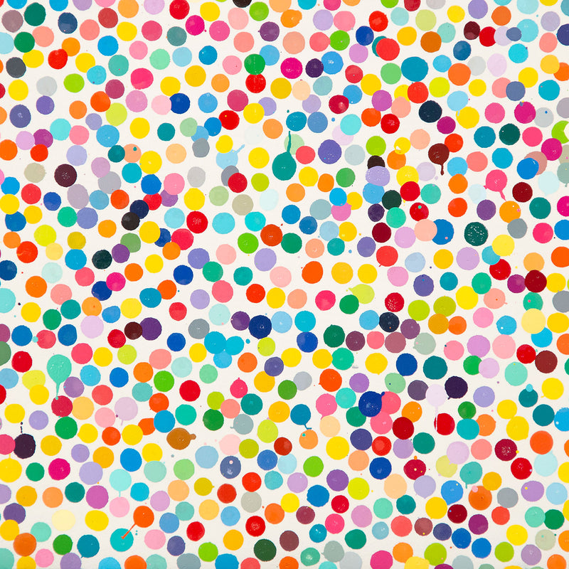 Damien Hirst "The Currency" painting, 2021. The painting is comprised of heavily condensed dots that overlap and sprawl across the sheet. This work is the artist's first NFT.