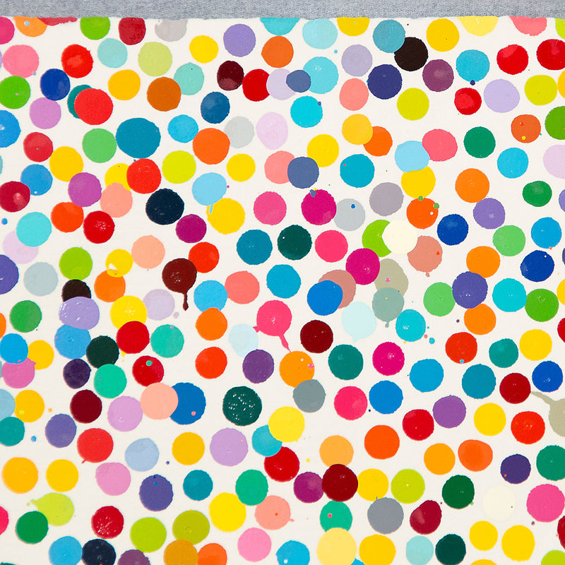 Damien Hirst "The Currency" painting, 2021. The painting is comprised of heavily condensed dots that overlap and sprawl across the sheet. This work is the artist's first NFT.