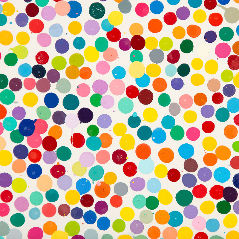 Damien Hirst "The Currency" painting, 2021. The painting is comprised of heavily condensed dots that overlap and sprawl across the sheet. This work is the artist's first NFT.