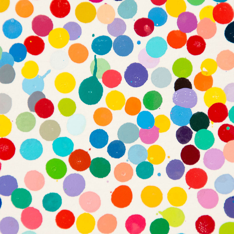 Damien Hirst "The Currency" painting, 2021. The painting is comprised of heavily condensed dots that overlap and sprawl across the sheet. This work is the artist's first NFT.