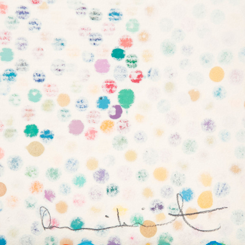 Damien Hirst "The Currency" painting, 2021. The painting is comprised of heavily condensed dots that overlap and sprawl across the sheet. This work is the artist's first NFT.