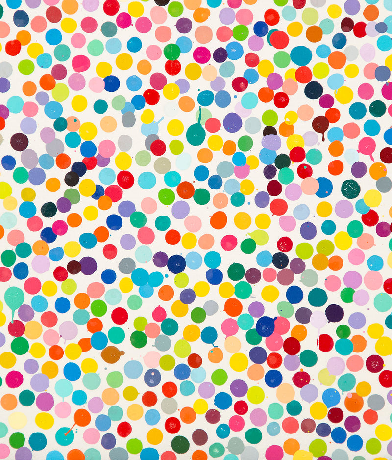 Damien Hirst "The Currency" painting, 2021. The painting is comprised of heavily condensed dots that overlap and sprawl across the sheet. This work is the artist's first NFT.