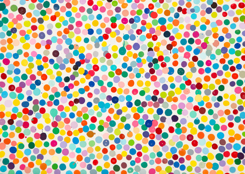 Damien Hirst "The Currency" painting, 2021. The painting is comprised of heavily condensed dots that overlap and sprawl across the sheet. This work is the artist's first NFT.