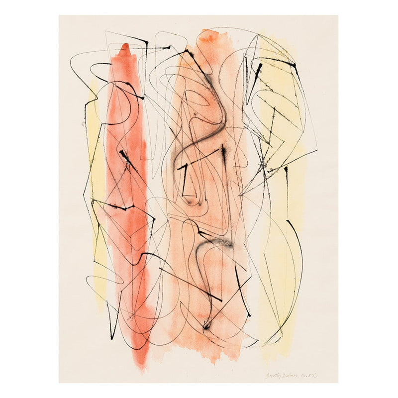 American woman artist Dorothy Dehner “Untitled (Three Figures)” Ink and watercolor on paper, 1953