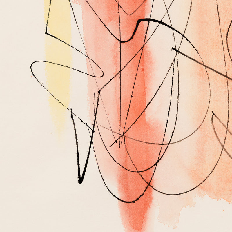 American woman artist Dorothy Dehner “Untitled (Three Figures)” Ink and watercolor on paper, 1953