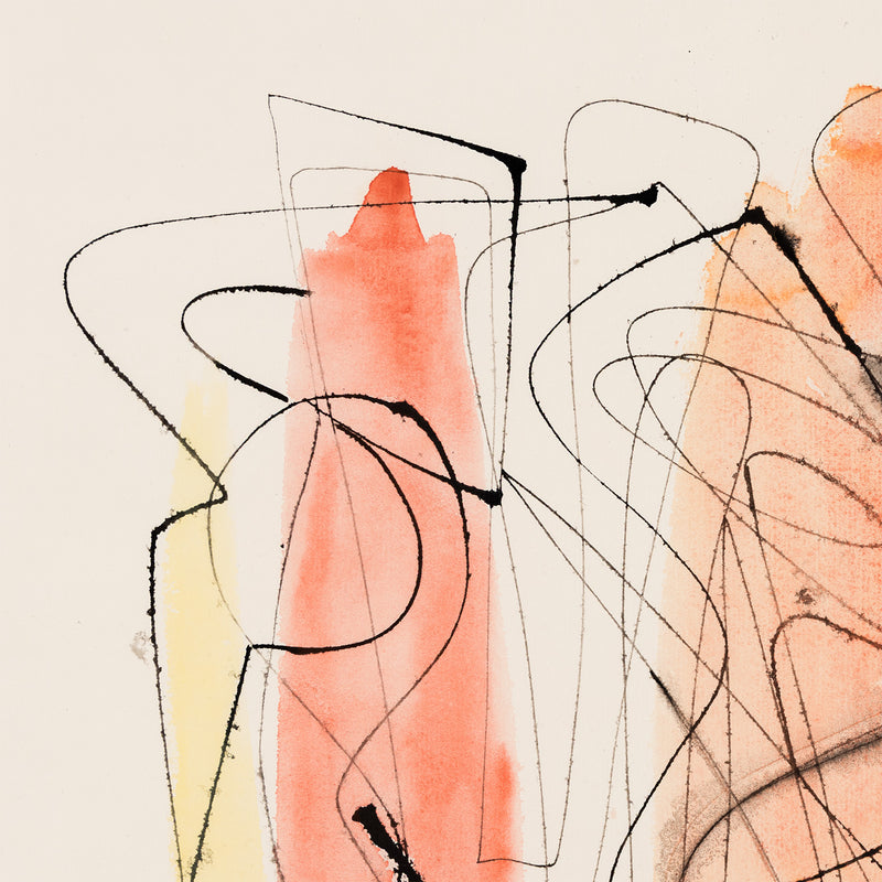 American woman artist Dorothy Dehner “Untitled (Three Figures)” Ink and watercolor on paper, 1953