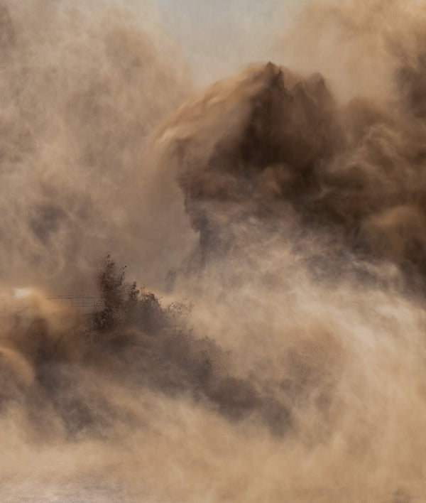 Edward Burtynsky Xiaolangdi Dam #2, Yellow River, Henan Province, China, 2011 photograph limited edition water project chinese photos documentation otherworldly mist spray stunning canadian photographer canadian artist collect edward burtynsky sell edward burtynsky buy edward burtynsky