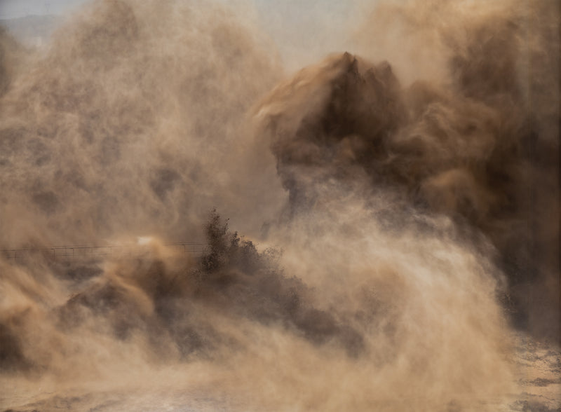 Edward Burtynsky Xiaolangdi Dam #2, Yellow River, Henan Province, China, 2011 photograph limited edition water project chinese photos documentation otherworldly mist spray stunning canadian photographer canadian artist collect edward burtynsky sell edward burtynsky buy edward burtynsky highres high-res high res