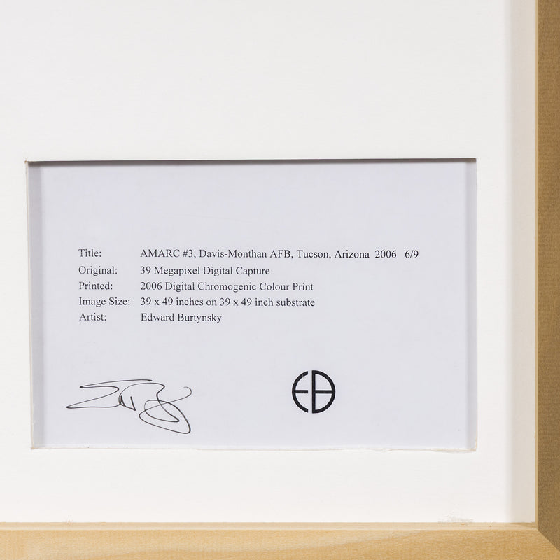 Edward Burtynsky AMARC #3 Davis-Monthan AFB Tucson Arizona 2006 6/9 edition of 9 photograph 39 Megapixel Digital Capture 2006 Digital Chromogenic Colour Print 39x49 inches military US Military ARMY American Military Air force scrapyard global warming climate change contemporary artist contemporary photography large burtynsky