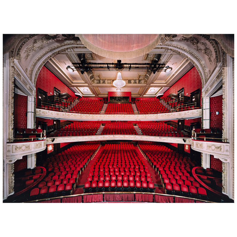 Edward Burtynsky "The Royal Alexandra Theatre Portfolio, 2007” Canada, 2007. Chromogenic print. In this powerful composition, Burtynsky captures the theatre from the performer's point of view. Here the vast auditorium is dramatically showcased revealing some of the theatre's most lustrous details including the opulent chandelier, ornate molding, and whimsical fringe valance.