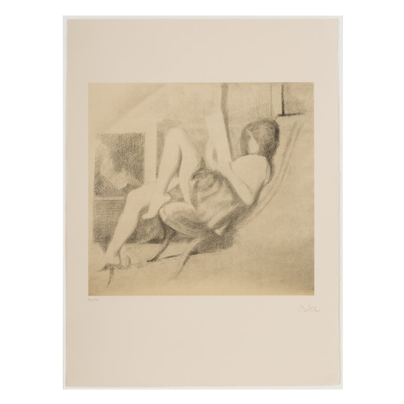 balthus young girl reading jeune fille assise 1994 lithograph portrait blurred french artist dessins portfolio collect buy sell balthus artwork 