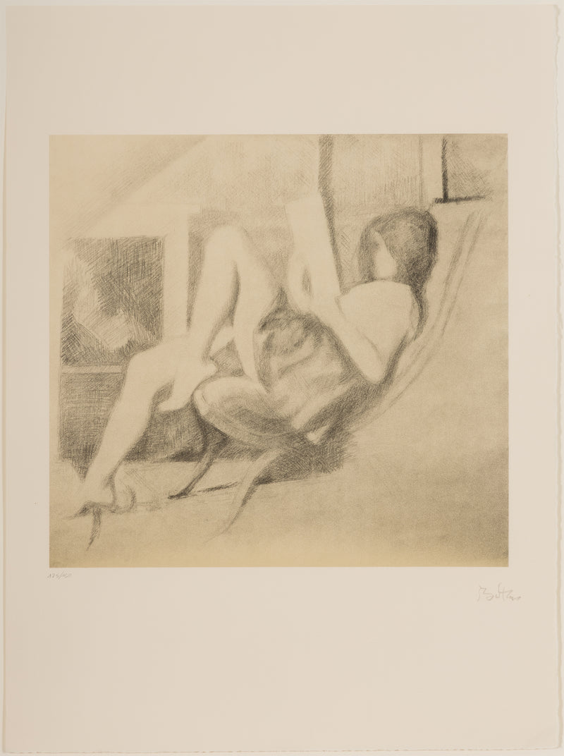 balthus young girl reading jeune fille assise 1994 lithograph portrait blurred french artist dessins portfolio collect buy sell balthus artwork 