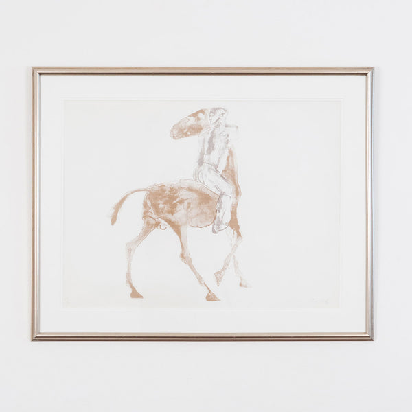 Elisabeth Frink, "Horse and Rider II"   1970  Lithograph  Signed and numbered by artist, bottom right  From an edition of 70  20"H 30"W (work)  Framed with museum glass  Very good condition, Caviar20 Fine Art Gallery Toronto