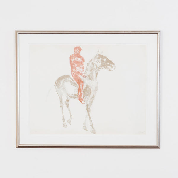 Elisabeth Frink, "Horse and Rider III"   1970  Lithograph  Signed and numbered by artist, bottom right  From an edition of 70  20"H 30"W (work)  Framed with museum glass  Very good condition, Caviar20 Fine Art Gallery Toronto