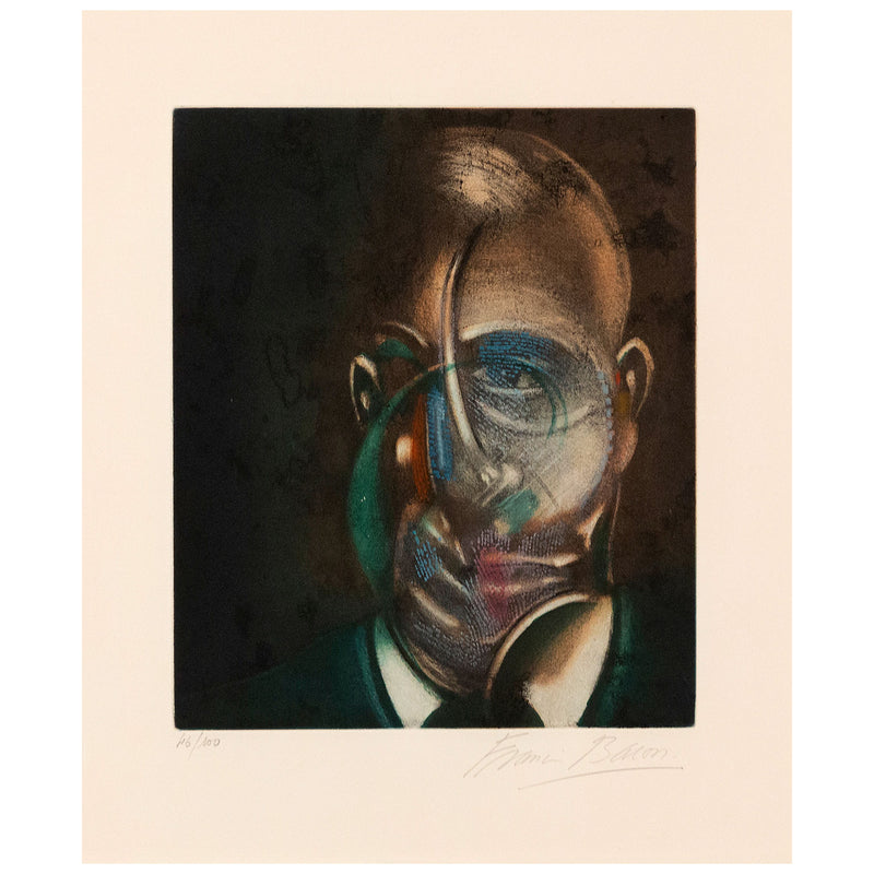 Francis Bacon "Portrait of Michel Leiris" Etching, 1976. Expressive portrait of a man.