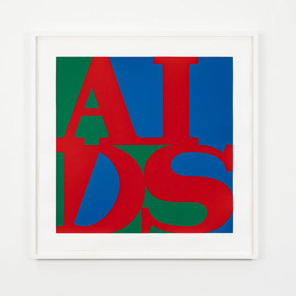 general idea aids screenprint robert indiana silkscreen screen print printmaking printmaker LOVE AIDS red blue green canadian artists canadian art  framed edition editionned work limited edition signed dated 