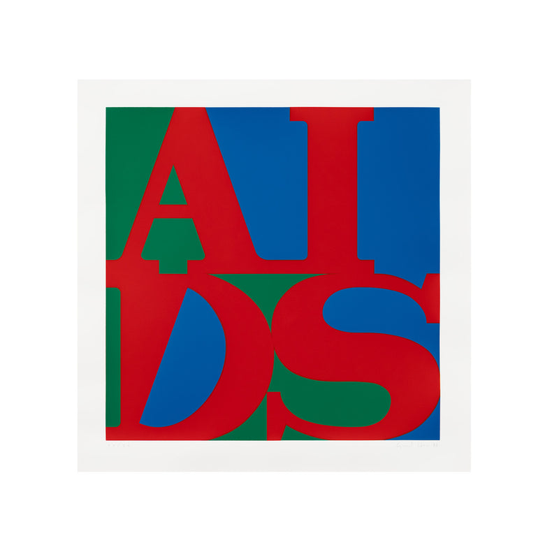 general idea aids screenprint robert indiana silkscreen screen print printmaking printmaker LOVE AIDS red blue green canadian artists canadian art  framed edition editionned work limited edition signed dated 