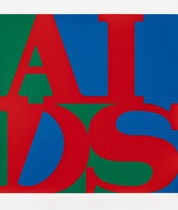 general idea aids screenprint robert indiana silkscreen screen print printmaking printmaker LOVE AIDS red blue green canadian artists canadian art  framed edition editionned work limited edition signed dated 