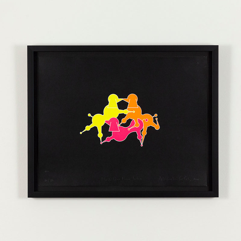 General Idea "Mondo Cane Kama Sutra" 2001. This serigraph features a trio of florescent poodles arranged into what seems to be a menage à trois.