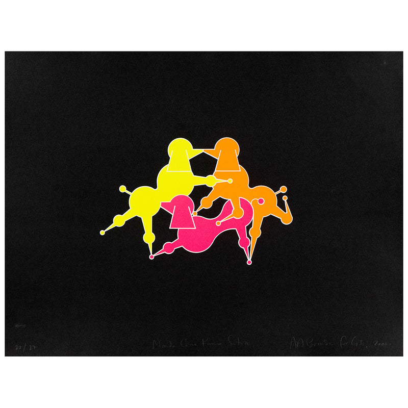 General Idea "Mondo Cane Kama Sutra" 2001. This serigraph features a trio of florescent poodles arranged into what seems to be a menage à trois.