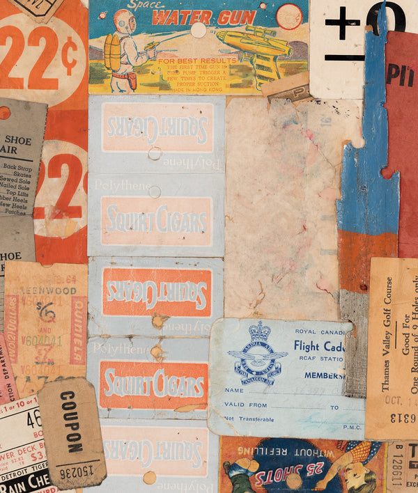 Greg curnoe collage canadian artist london regionalism ontario movement dada found objects ephemera tickets japanese labels stamps 