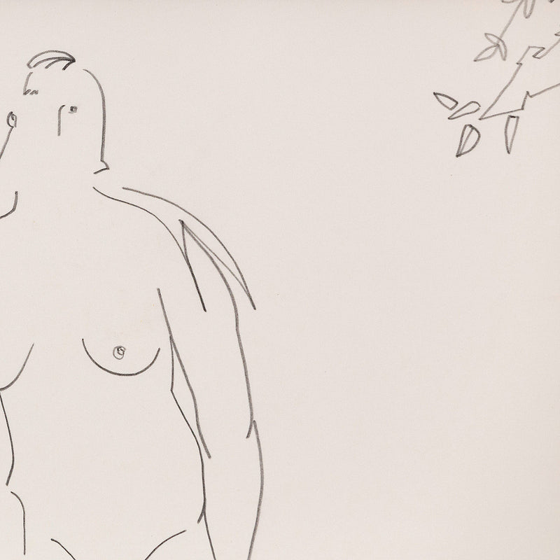 Famous Canadian art Harold Town demonstrates his talent as a draughtsman in this delicate 1984 original line drawing.