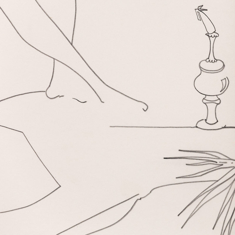 Famous Canadian art Harold Town demonstrates his talent as a draughtsman in this delicate 1984 original line drawing.