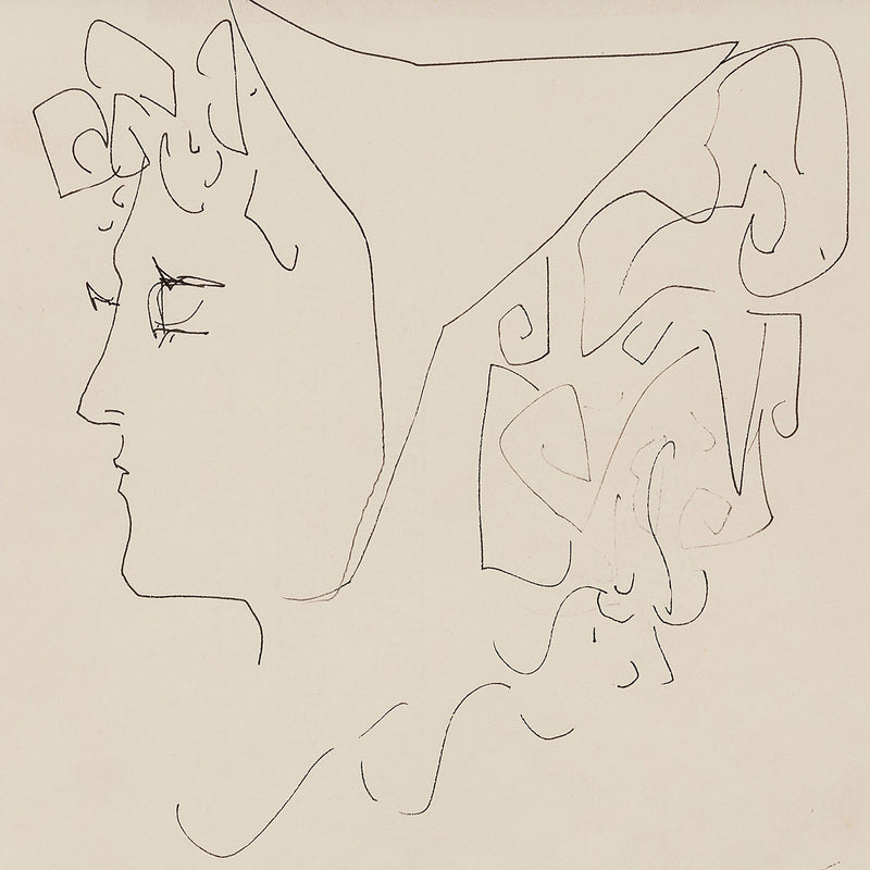 HAROLD TOWN "GIRL ON A SUBWAY" INK DRAWING, 1957