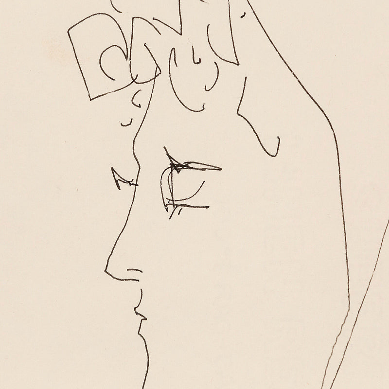 HAROLD TOWN "GIRL ON A SUBWAY" INK DRAWING, 1957