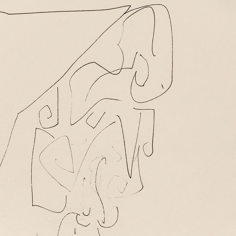 HAROLD TOWN "GIRL ON A SUBWAY" INK DRAWING, 1957