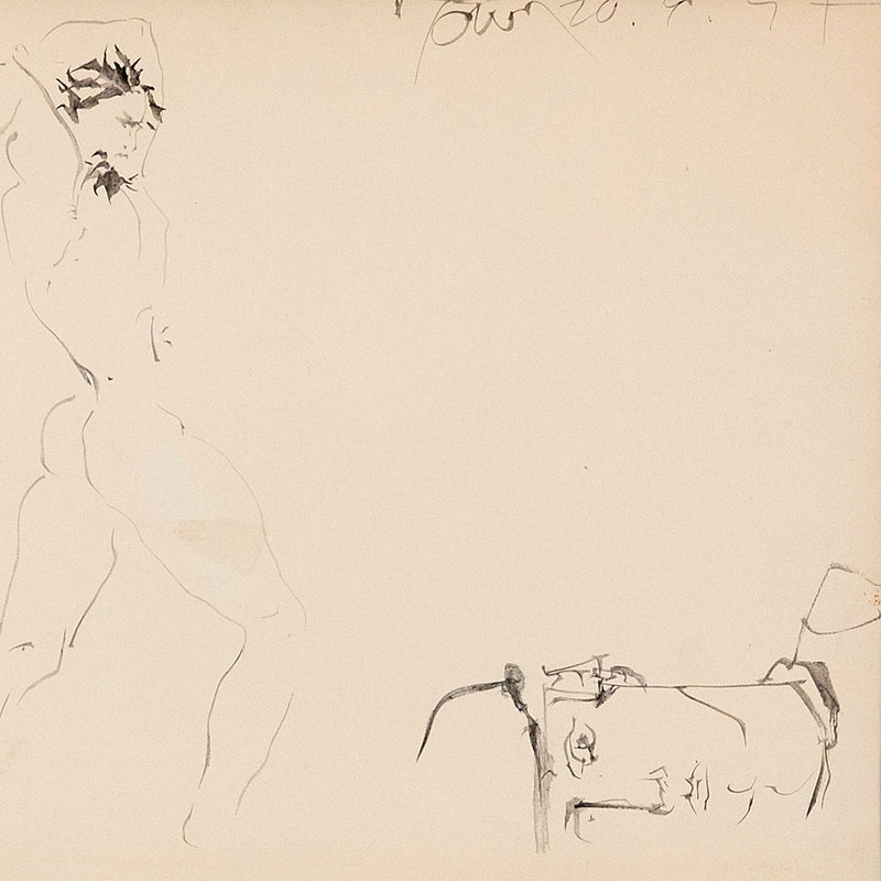 Details of a ink line drawing by famous Canadian artist Harold Town. 