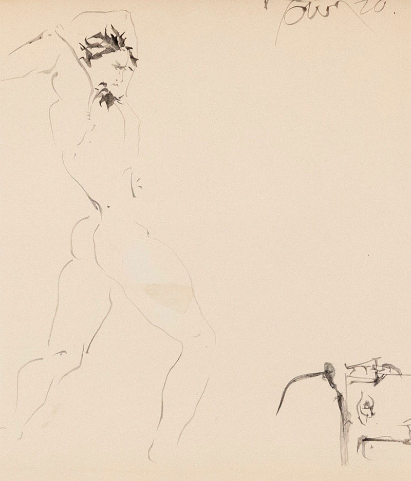 Details of a ink line drawing by famous Canadian artist Harold Town. 
