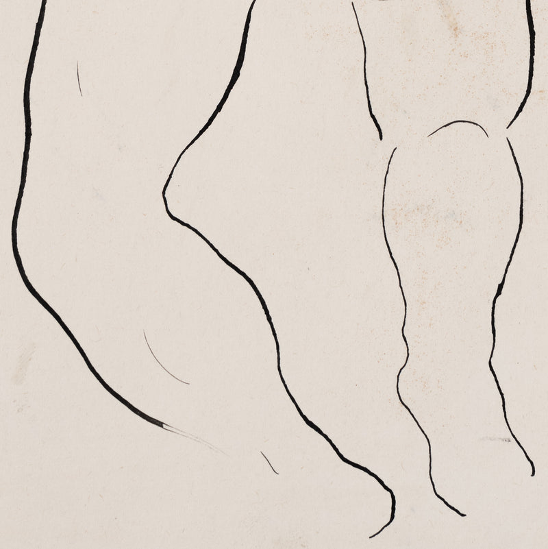 Ink line drawing by famous Canadian modern artist Harold Town, 1947.