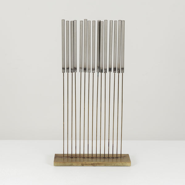 harry bertoia kinetic sculpture tonal tone sound sonambient ambient chimes metal sculptor furniture knoll chair auditory activation italian american artist 