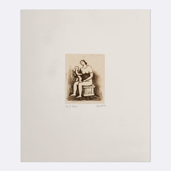 HENRY MOORE "MOTHER AND CHILD - PL 8" ETCHING, 1983