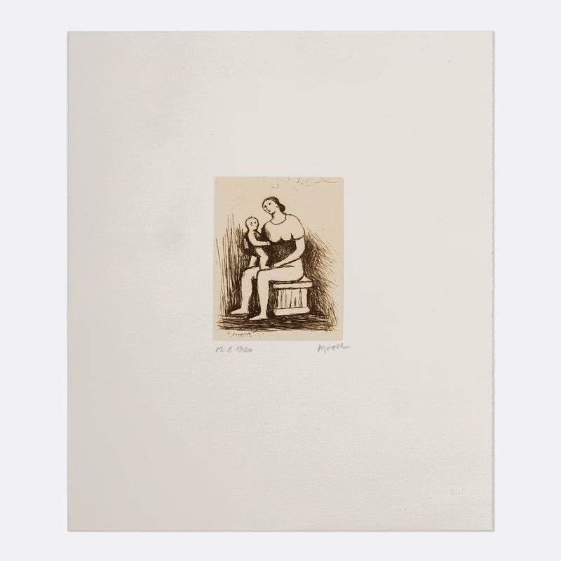HENRY MOORE "MOTHER AND CHILD - PL 8" ETCHING, 1983