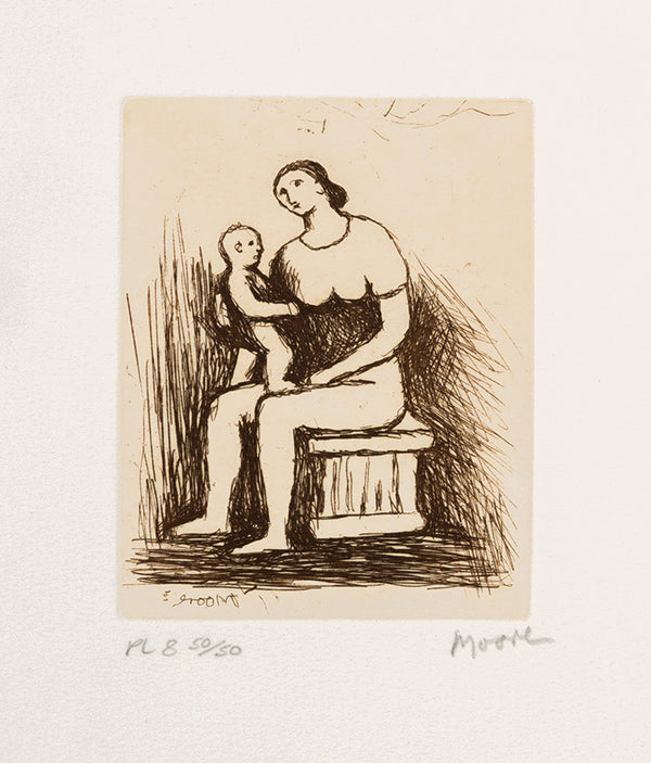 HENRY MOORE "MOTHER AND CHILD - PL 8" ETCHING, 1983
