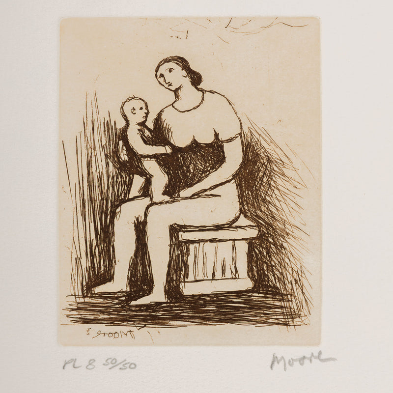 HENRY MOORE "MOTHER AND CHILD - PL 8" ETCHING, 1983
