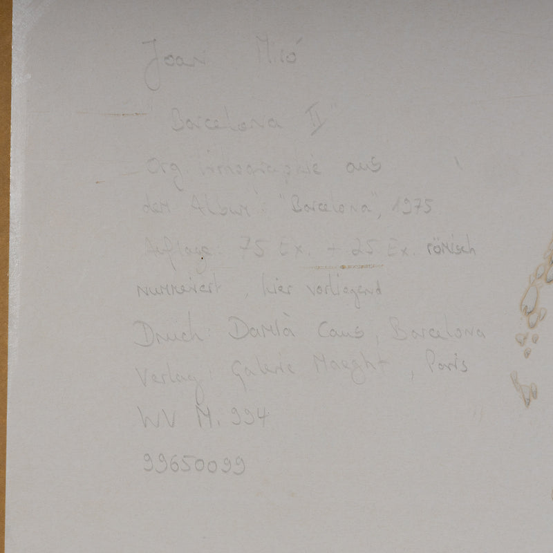 JOAN MIRO "BARCELONA II" LITHOGRAPH, 1975